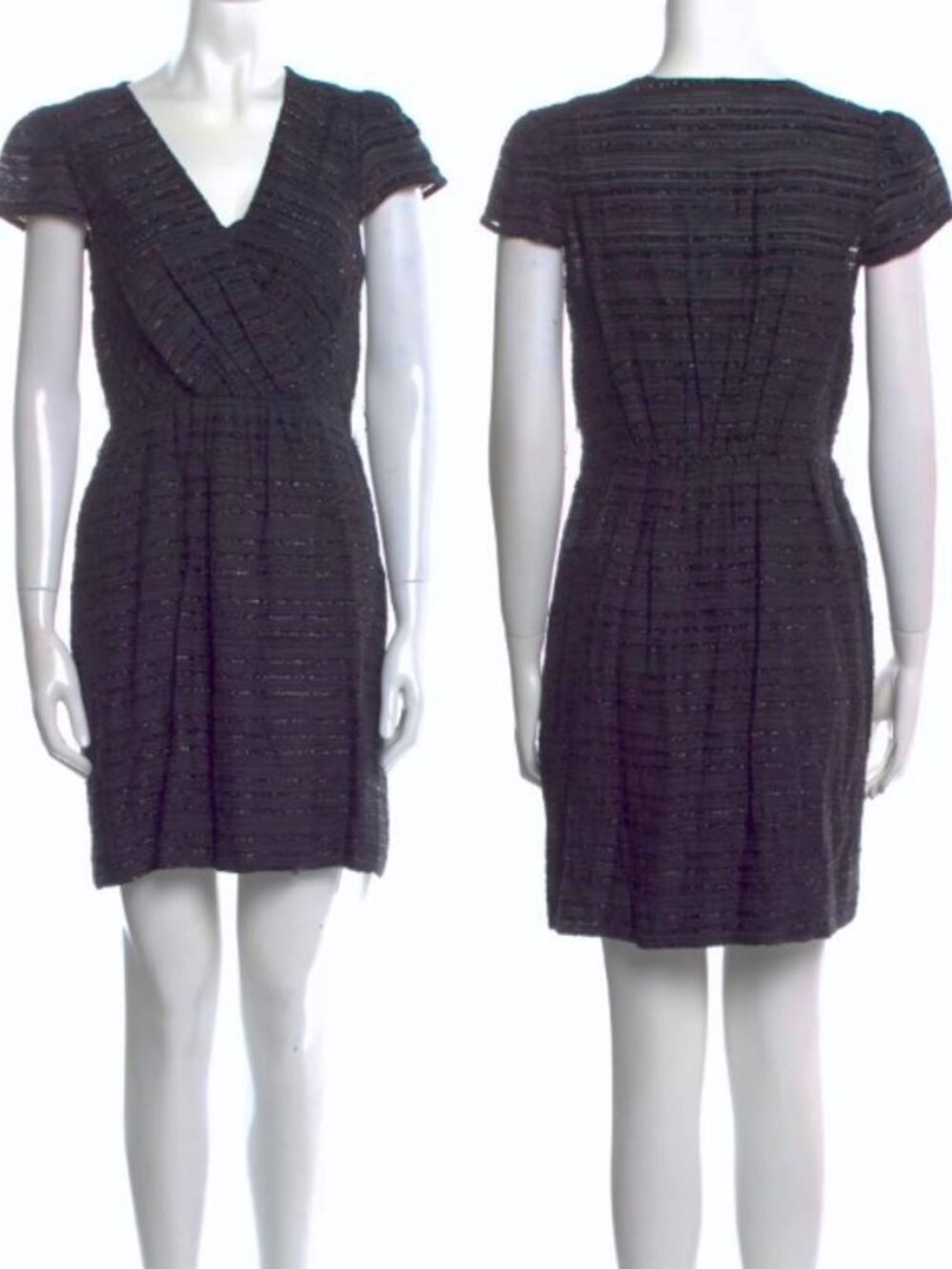 Vintage MILLY of New York Dress dark indigo shimmer detail short-sleeve size 4